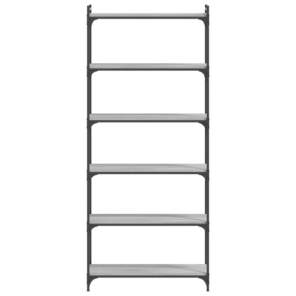 Bookcase 6 Shelves Grey Sonoma 80x30x188 cm Wood Material