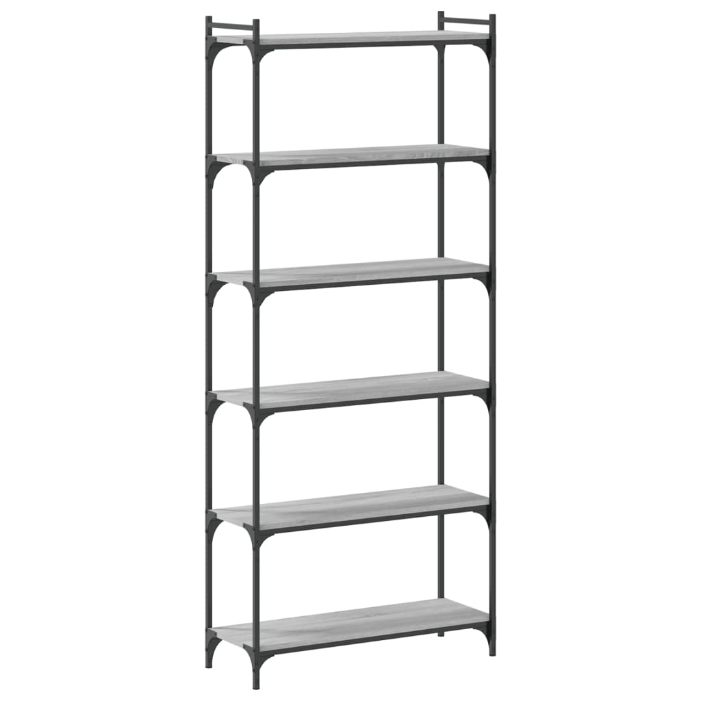 Bookcase 6 Shelves Grey Sonoma 80x30x188 cm Wood Material