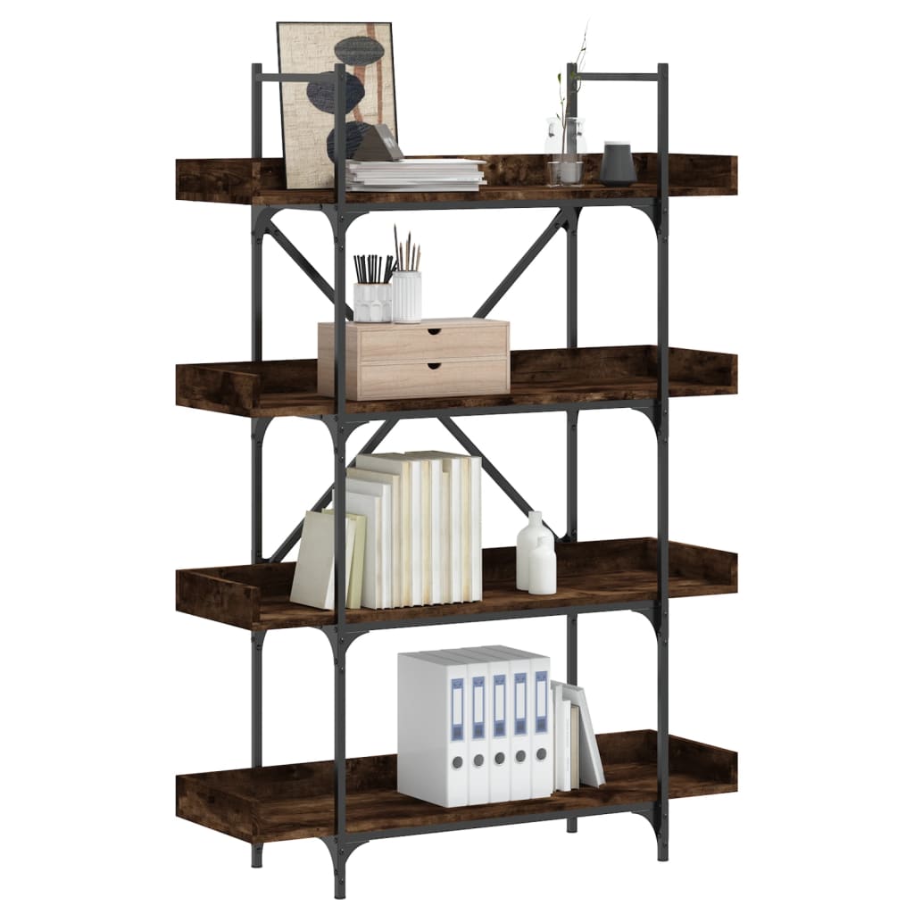 Bookcase 4 shelves smoked oak 100x33x145.5 cm wood material