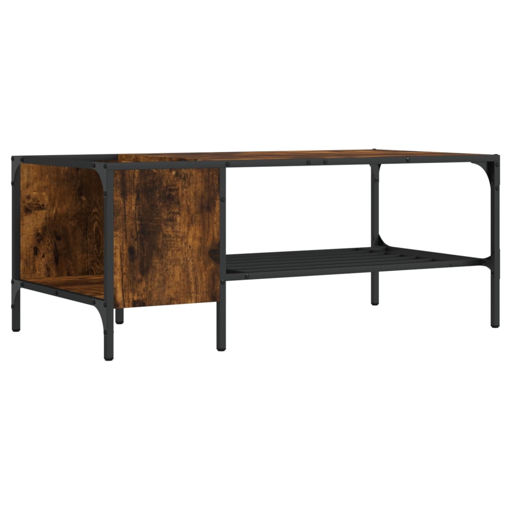 Coffee table with shelf smoked oak 100x51x40 cm wood material
