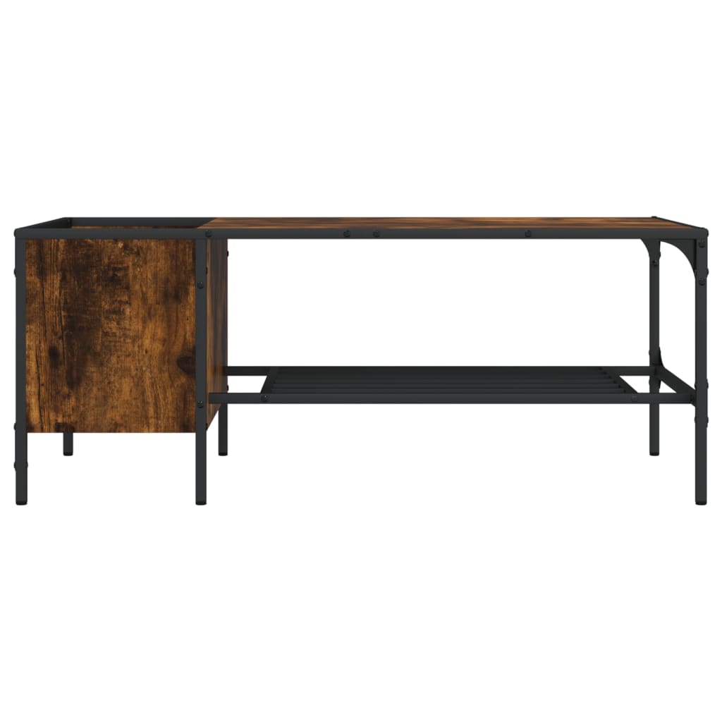 Coffee table with shelf smoked oak 100x51x40 cm wood material