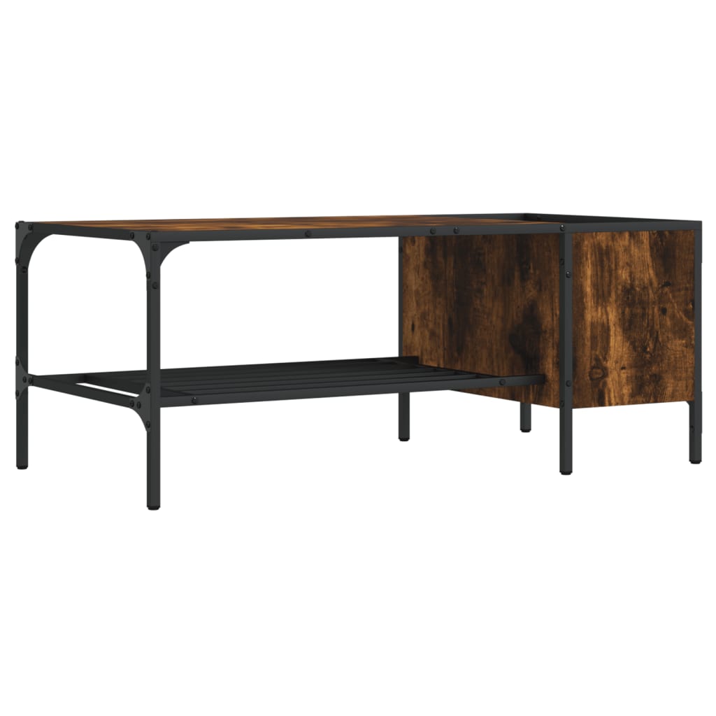 Coffee table with shelf smoked oak 100x51x40 cm wood material