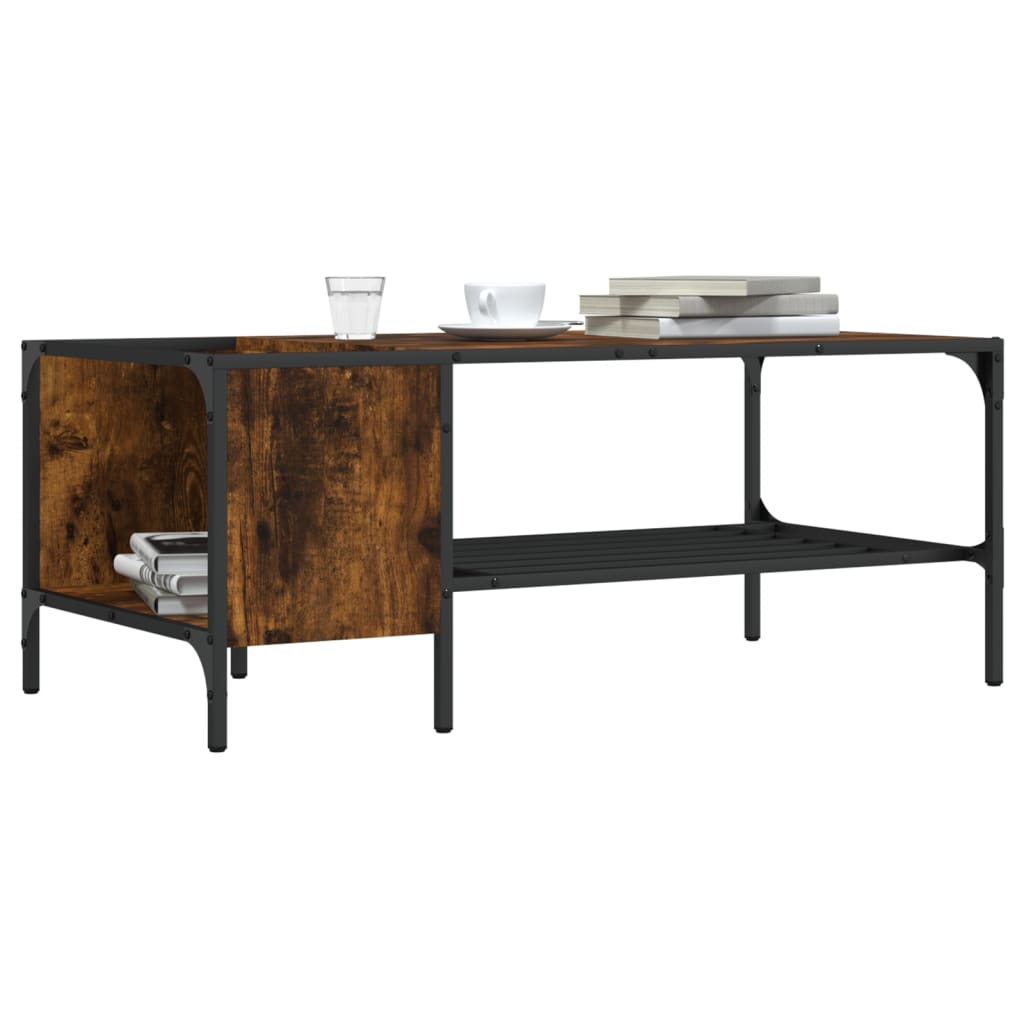 Coffee table with shelf smoked oak 100x51x40 cm wood material