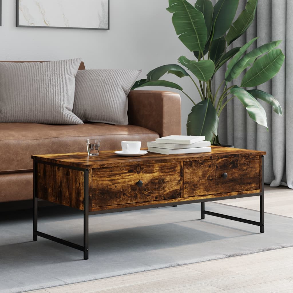 Coffee table smoked oak 101x49x39.5 cm wood material