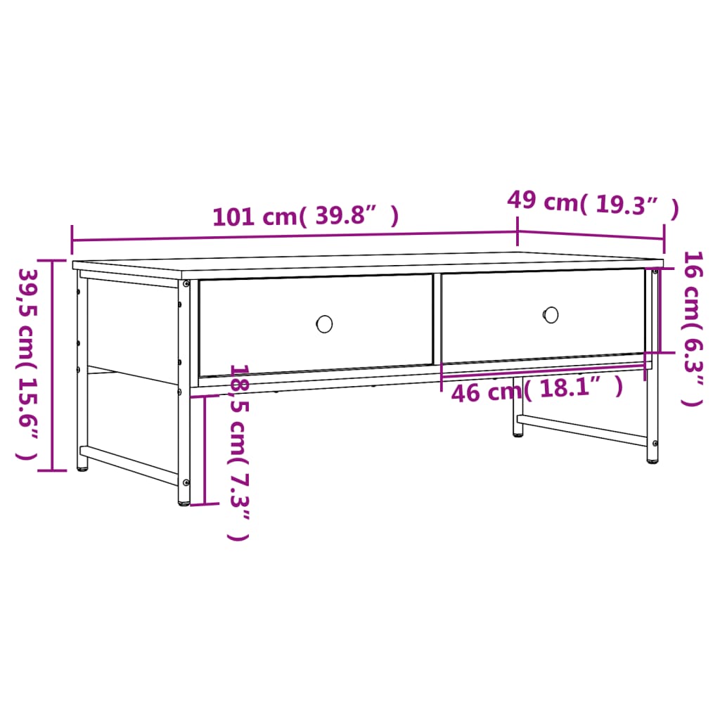 Coffee table smoked oak 101x49x39.5 cm wood material