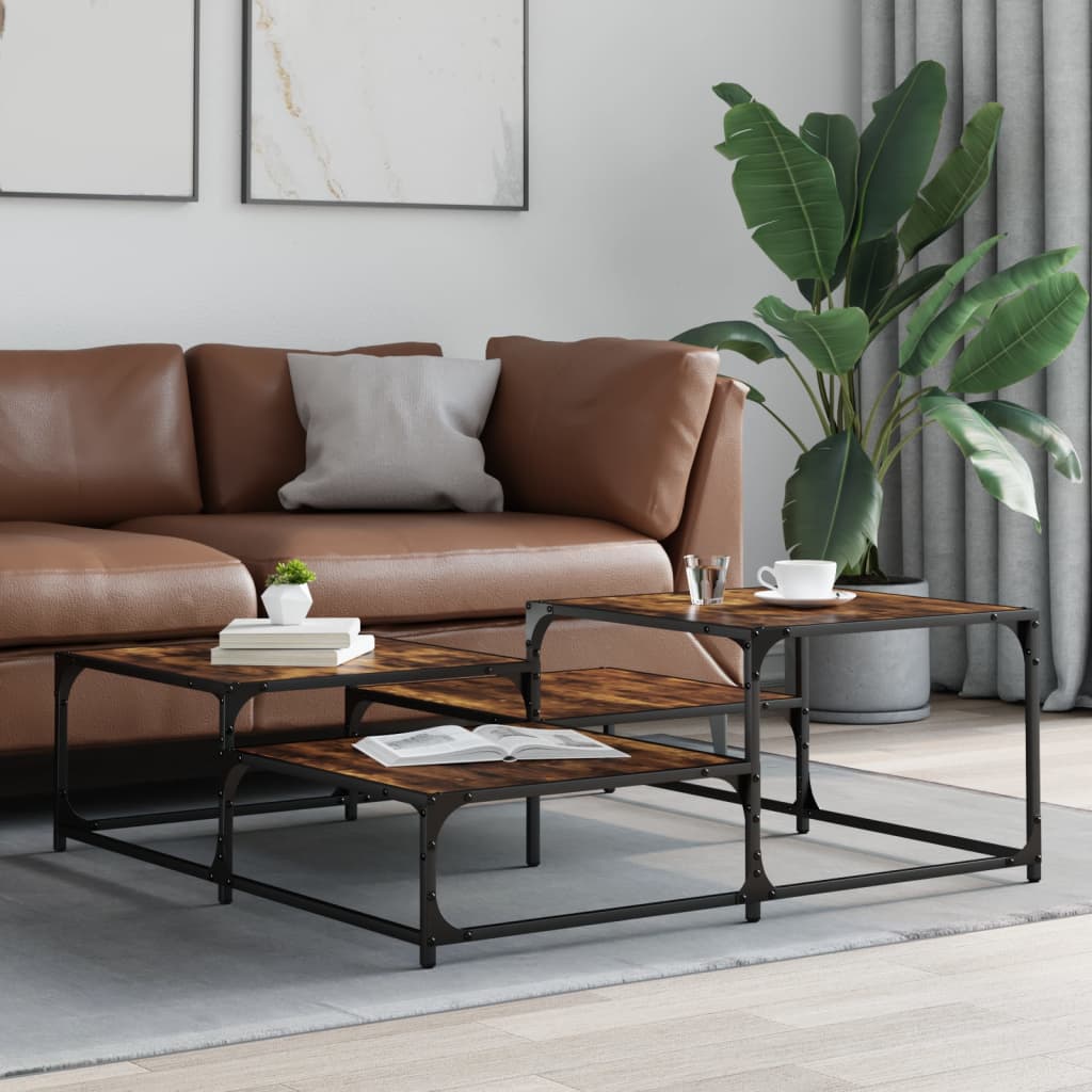 Coffee table smoked oak 107x107x40 cm wood material
