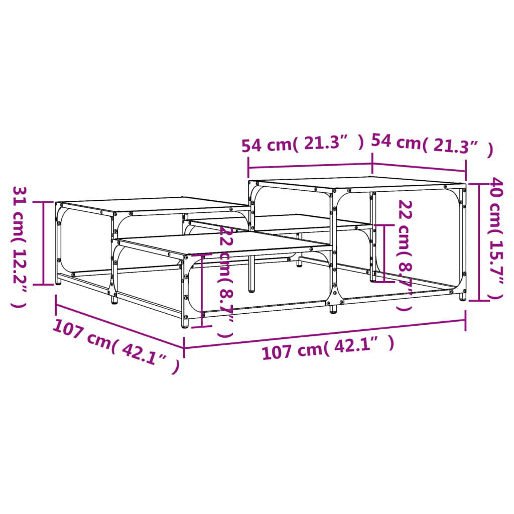 Coffee table smoked oak 107x107x40 cm wood material
