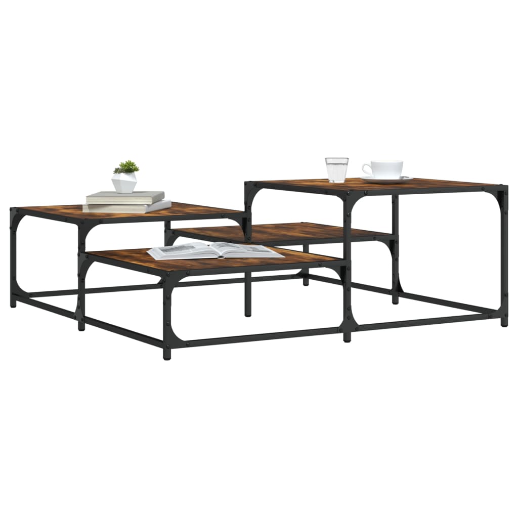 Coffee table smoked oak 107x107x40 cm wood material