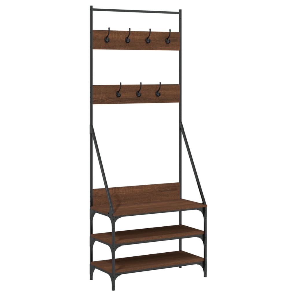 Clothes rack with shoe rack brown oak look 72x34x184 cm