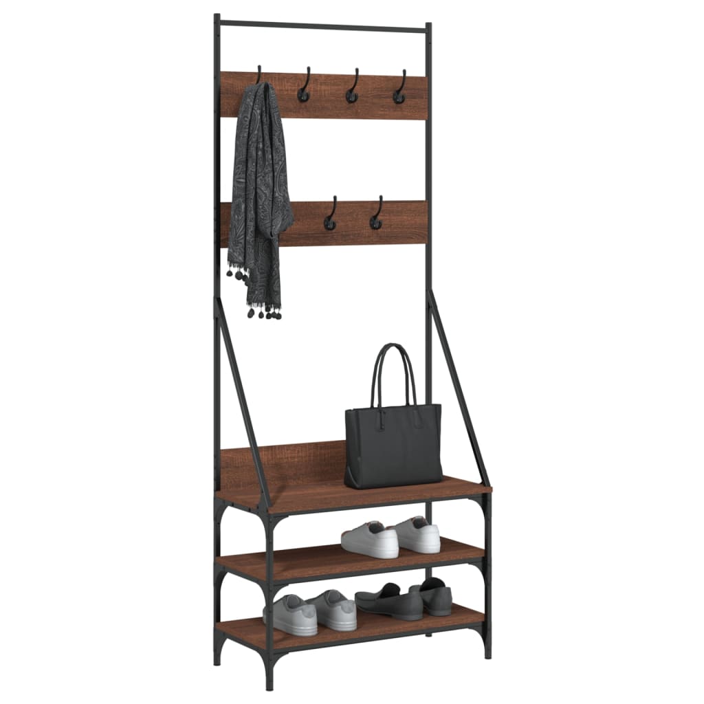 Clothes rack with shoe rack brown oak look 72x34x184 cm