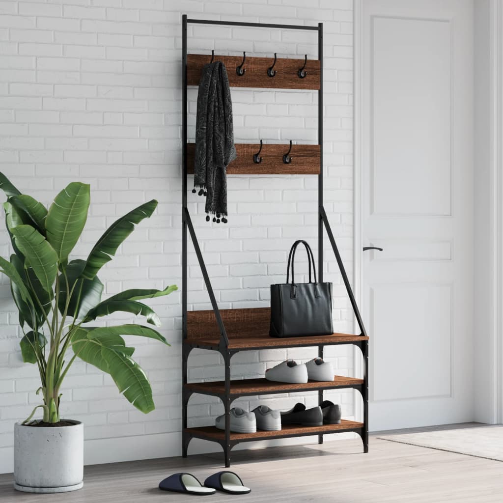 Clothes rack with shoe rack brown oak look 72x34x184 cm