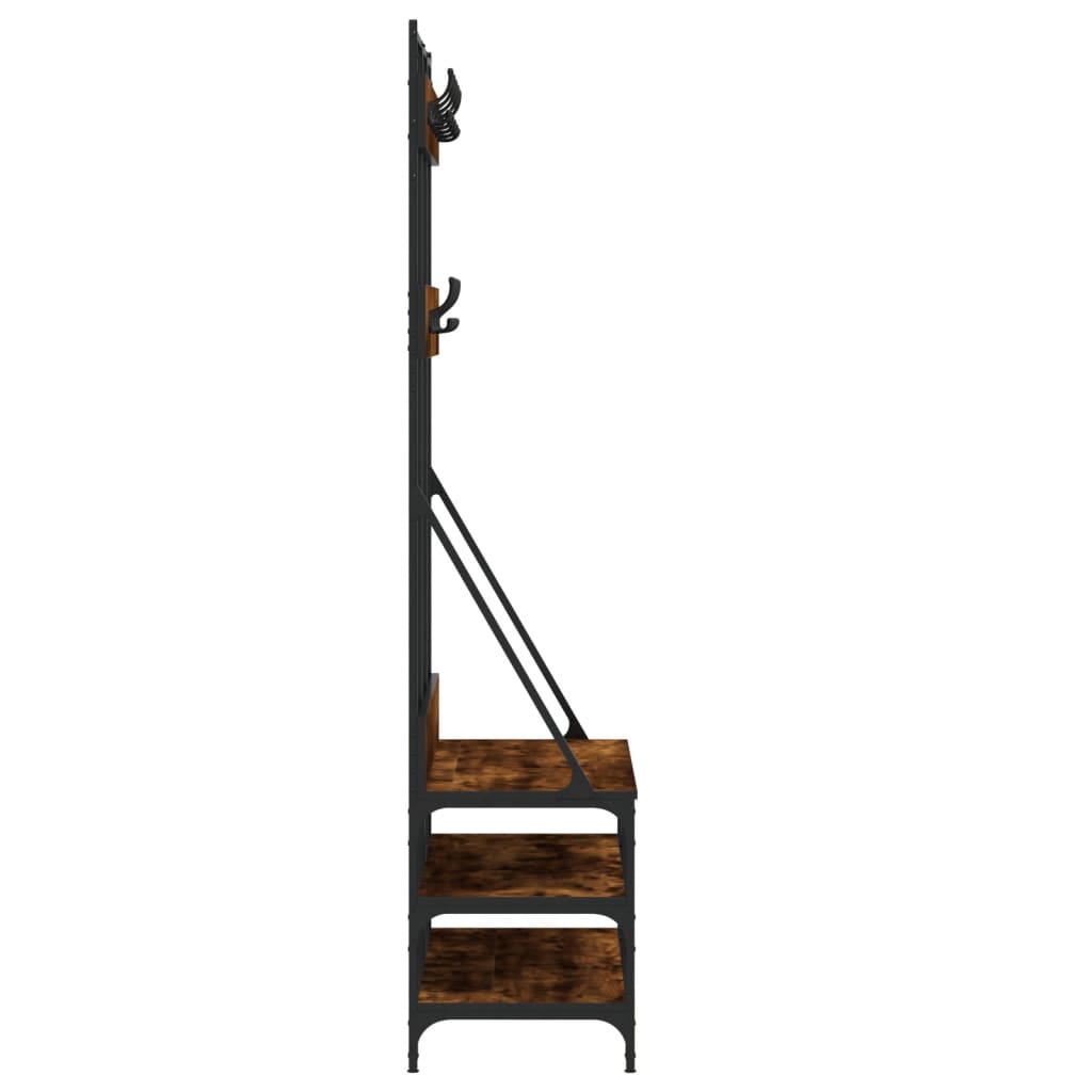 Clothes rack with shoe rack smoked oak 100x40x184 cm