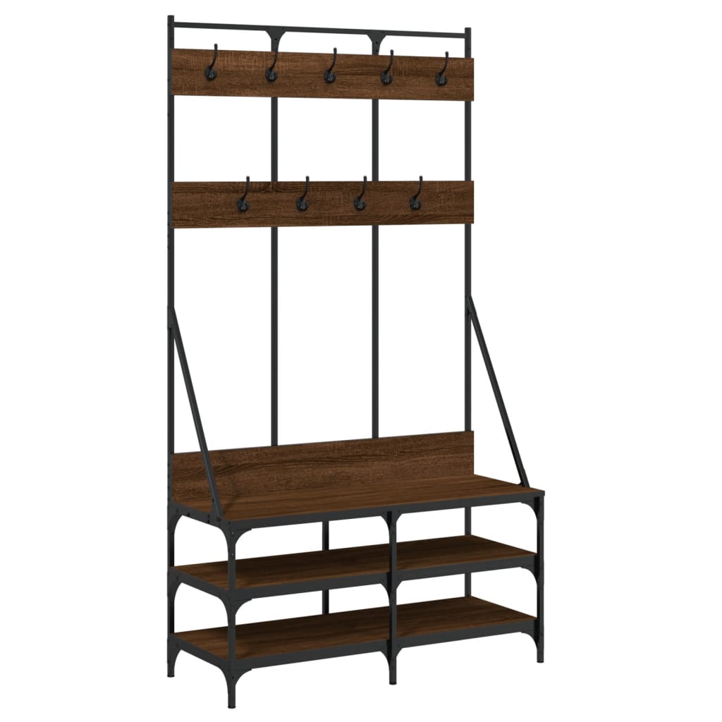 Clothes rack with shoe rack brown oak look 100x40x184 cm