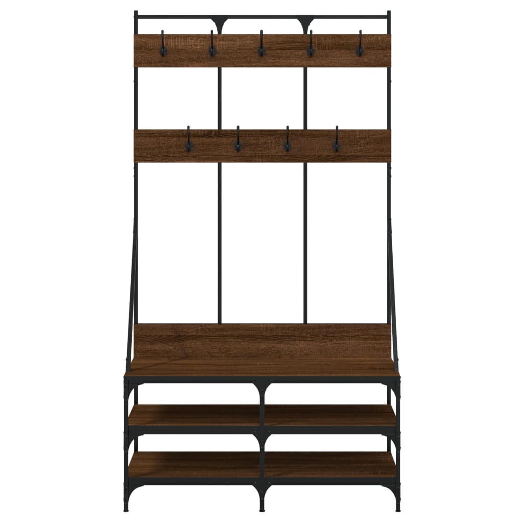 Clothes rack with shoe rack brown oak look 100x40x184 cm