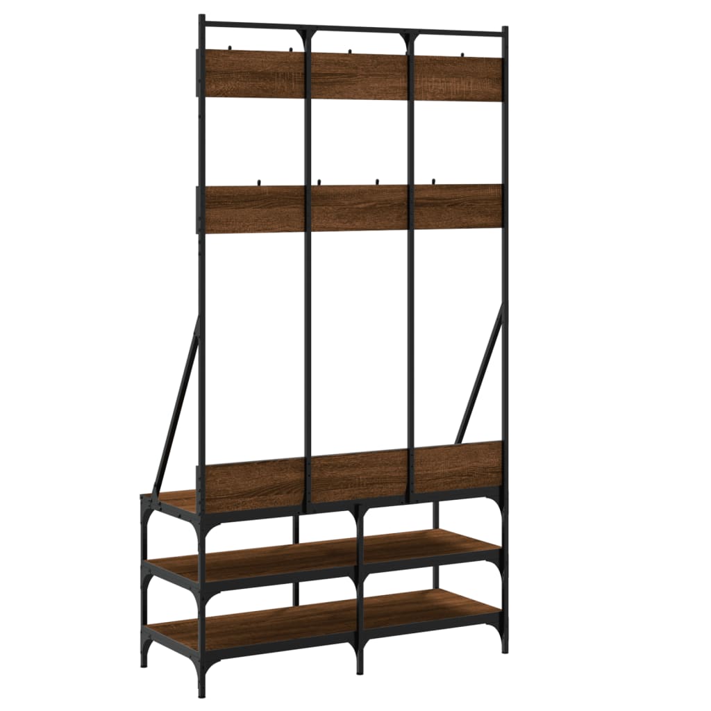 Clothes rack with shoe rack brown oak look 100x40x184 cm