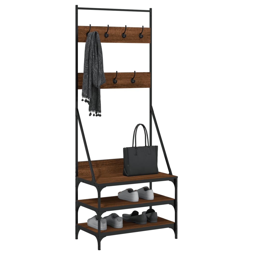 Clothes rack with shoe rack brown oak look 70x40x184 cm