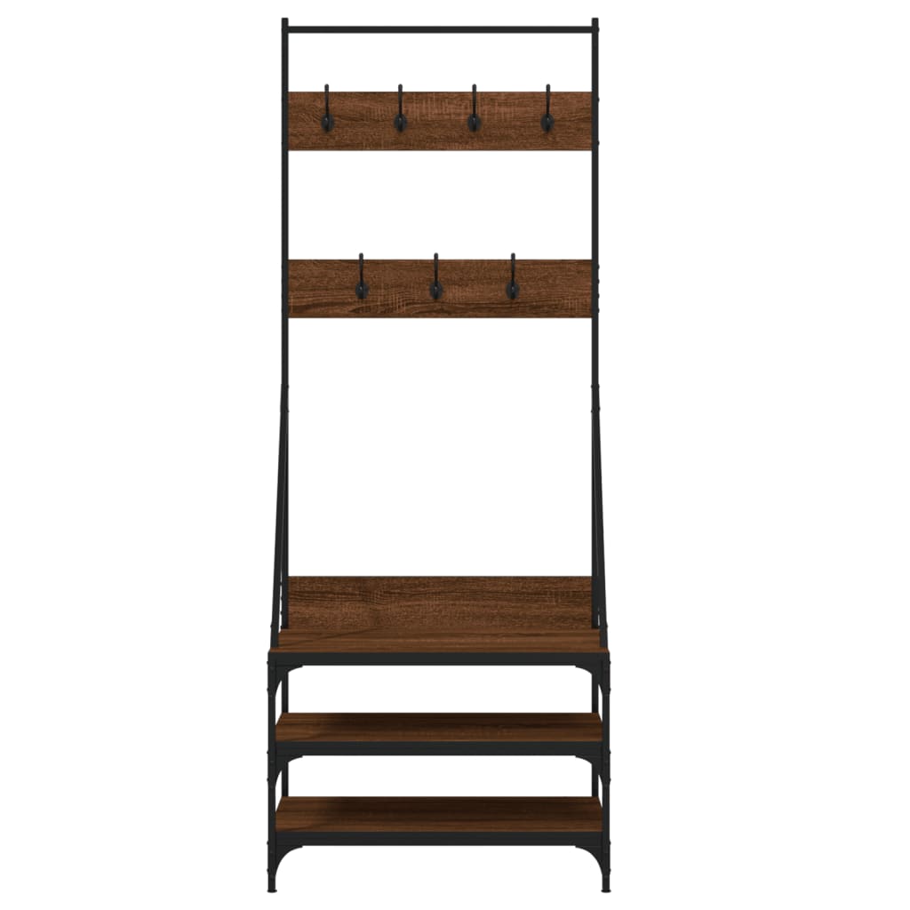 Clothes rack with shoe rack brown oak look 70x40x184 cm