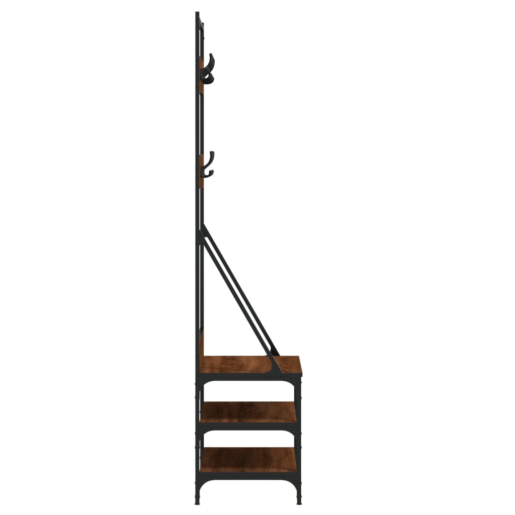 Clothes rack with shoe rack brown oak look 70x40x184 cm