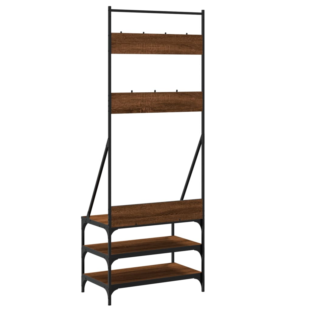 Clothes rack with shoe rack brown oak look 70x40x184 cm