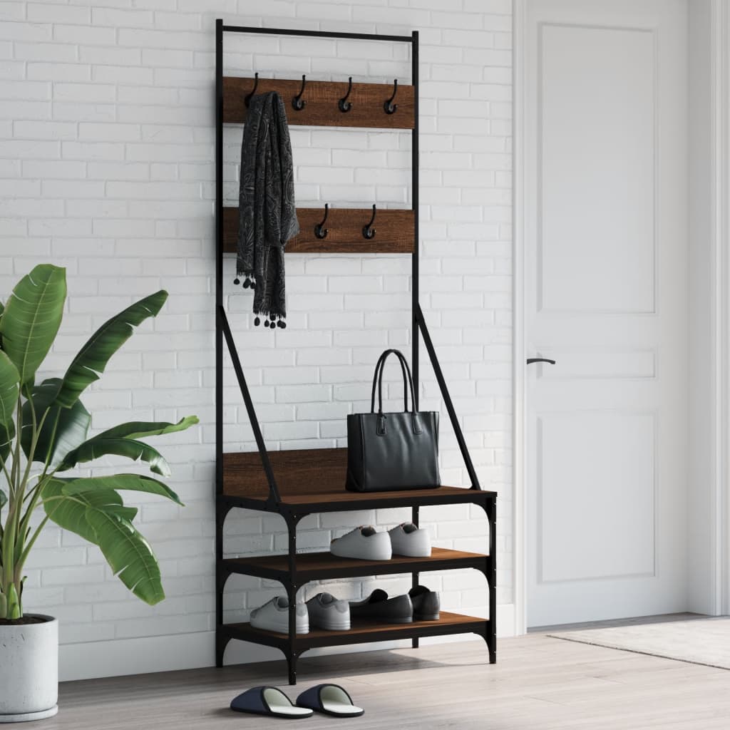 Clothes rack with shoe rack brown oak look 70x40x184 cm