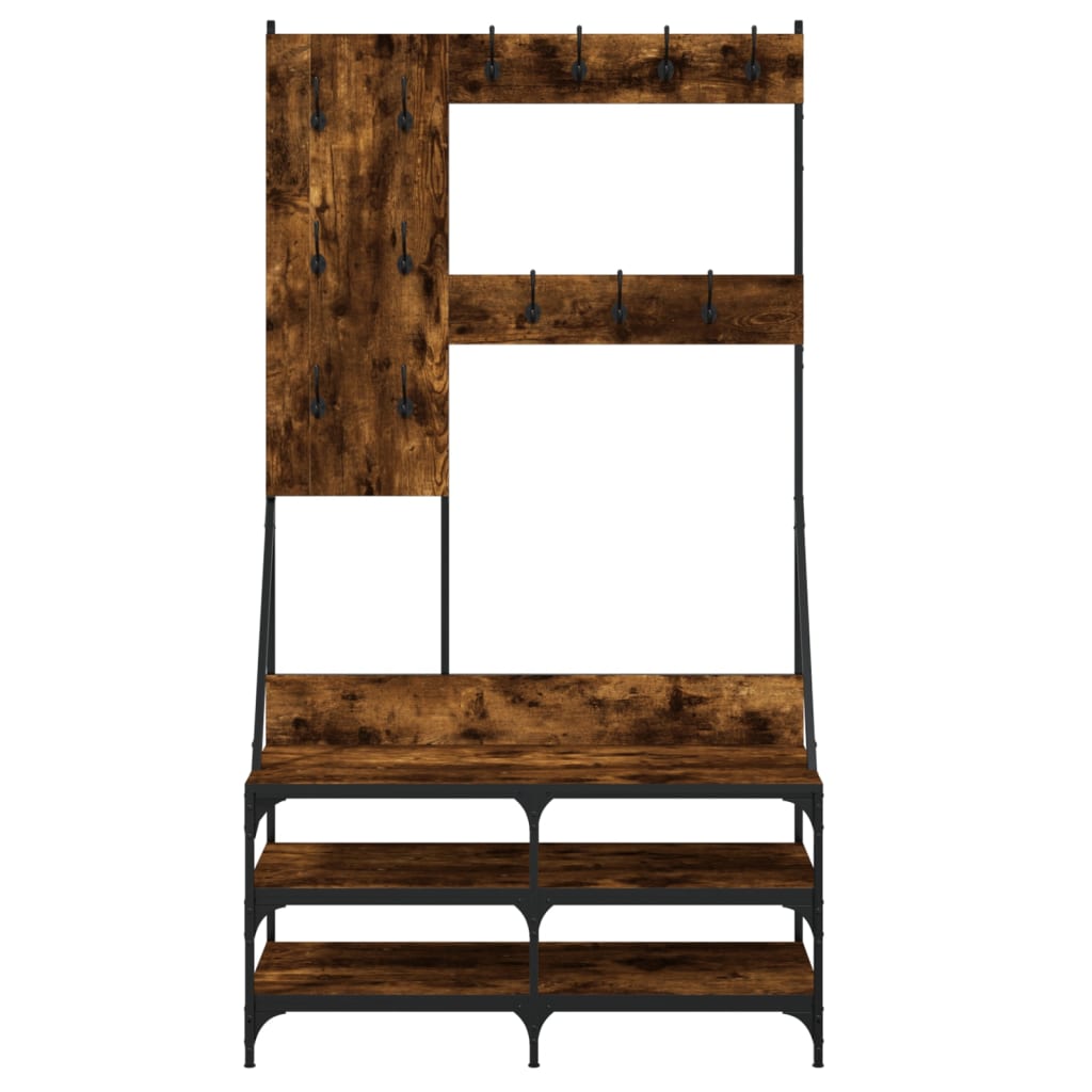 Clothes rack with shoe rack smoked oak 100x40x184 cm