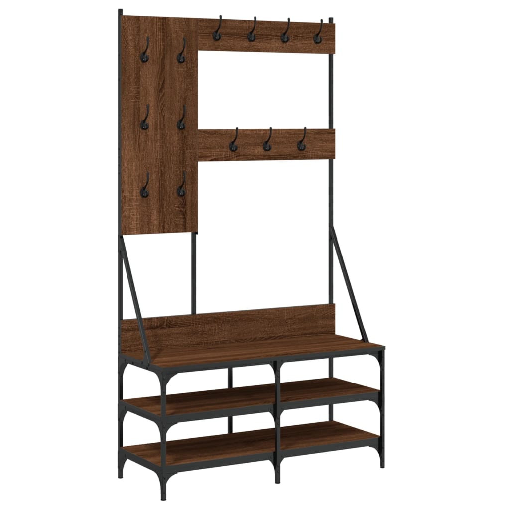 Clothes rack with shoe rack brown oak look 100x40x184 cm