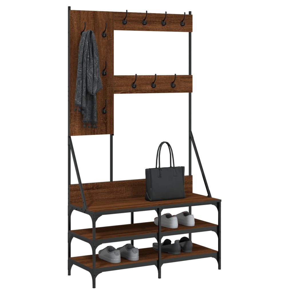 Clothes rack with shoe rack brown oak look 100x40x184 cm