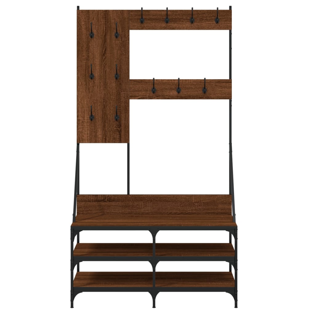 Clothes rack with shoe rack brown oak look 100x40x184 cm