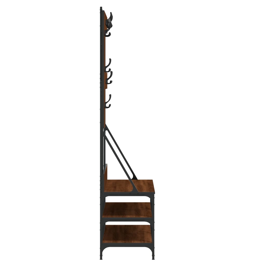 Clothes rack with shoe rack brown oak look 100x40x184 cm