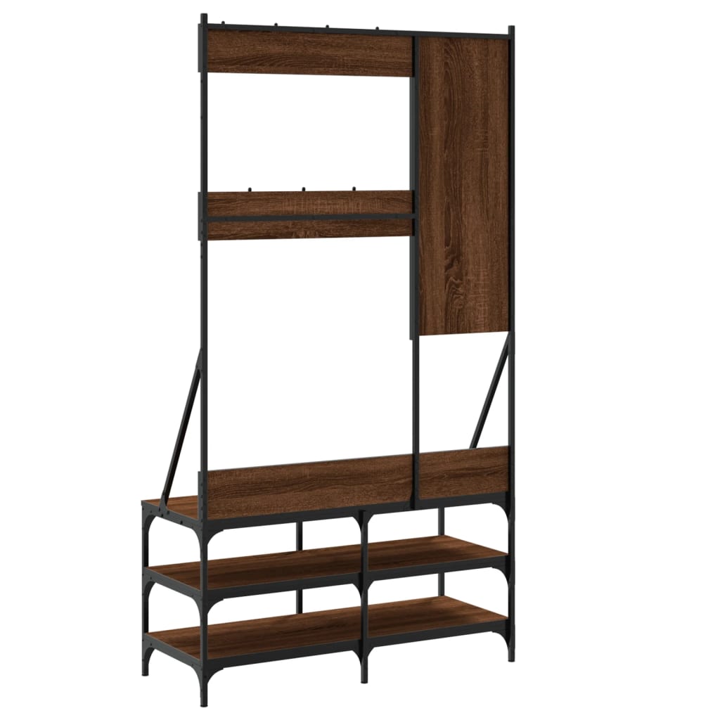 Clothes rack with shoe rack brown oak look 100x40x184 cm
