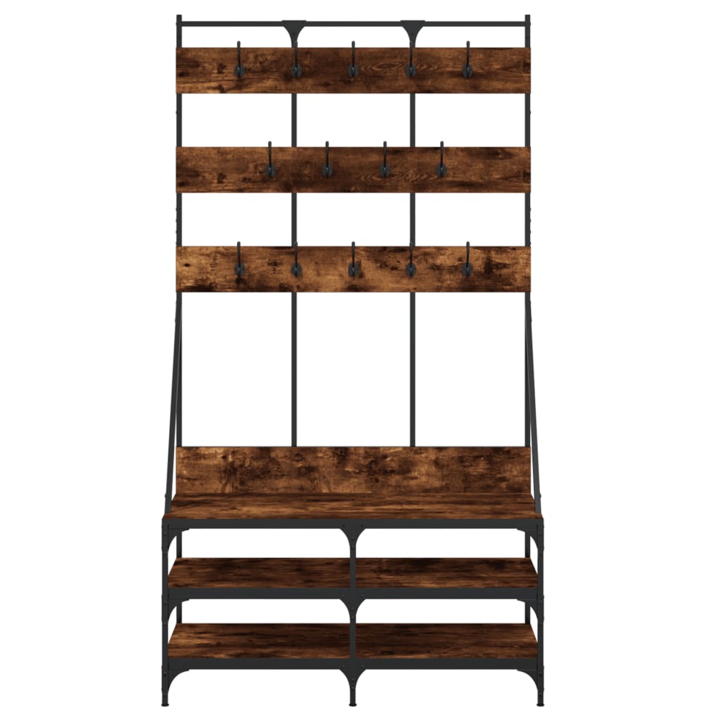 Clothes rack with shoe rack smoked oak 100x40x184 cm