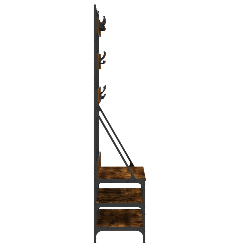 Clothes rack with shoe rack smoked oak 100x40x184 cm