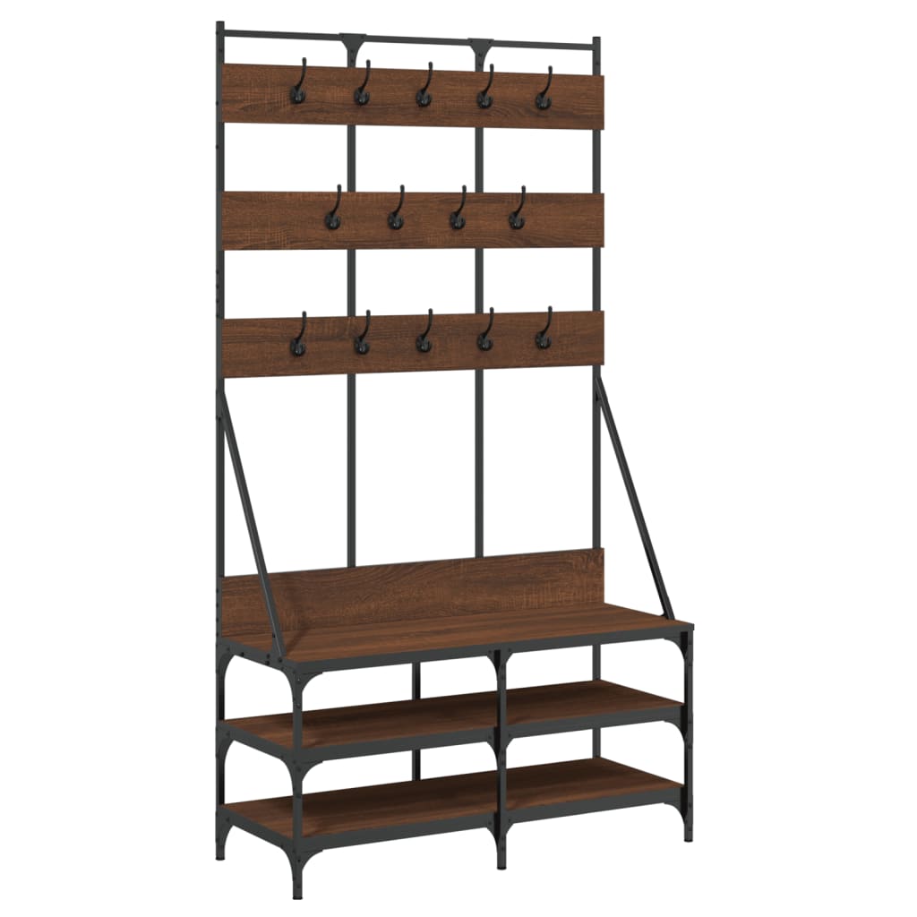 Clothes rack with shoe rack brown oak look 100x40x184 cm