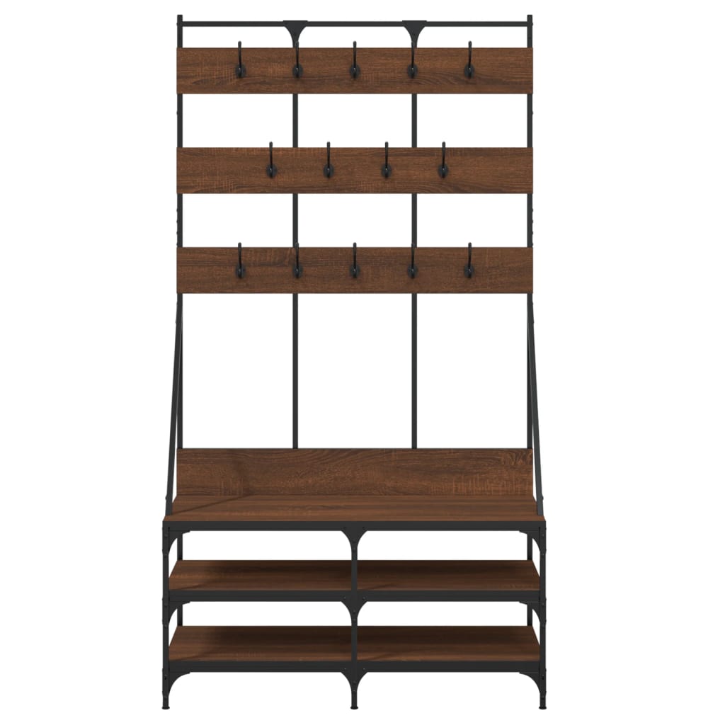 Clothes rack with shoe rack brown oak look 100x40x184 cm