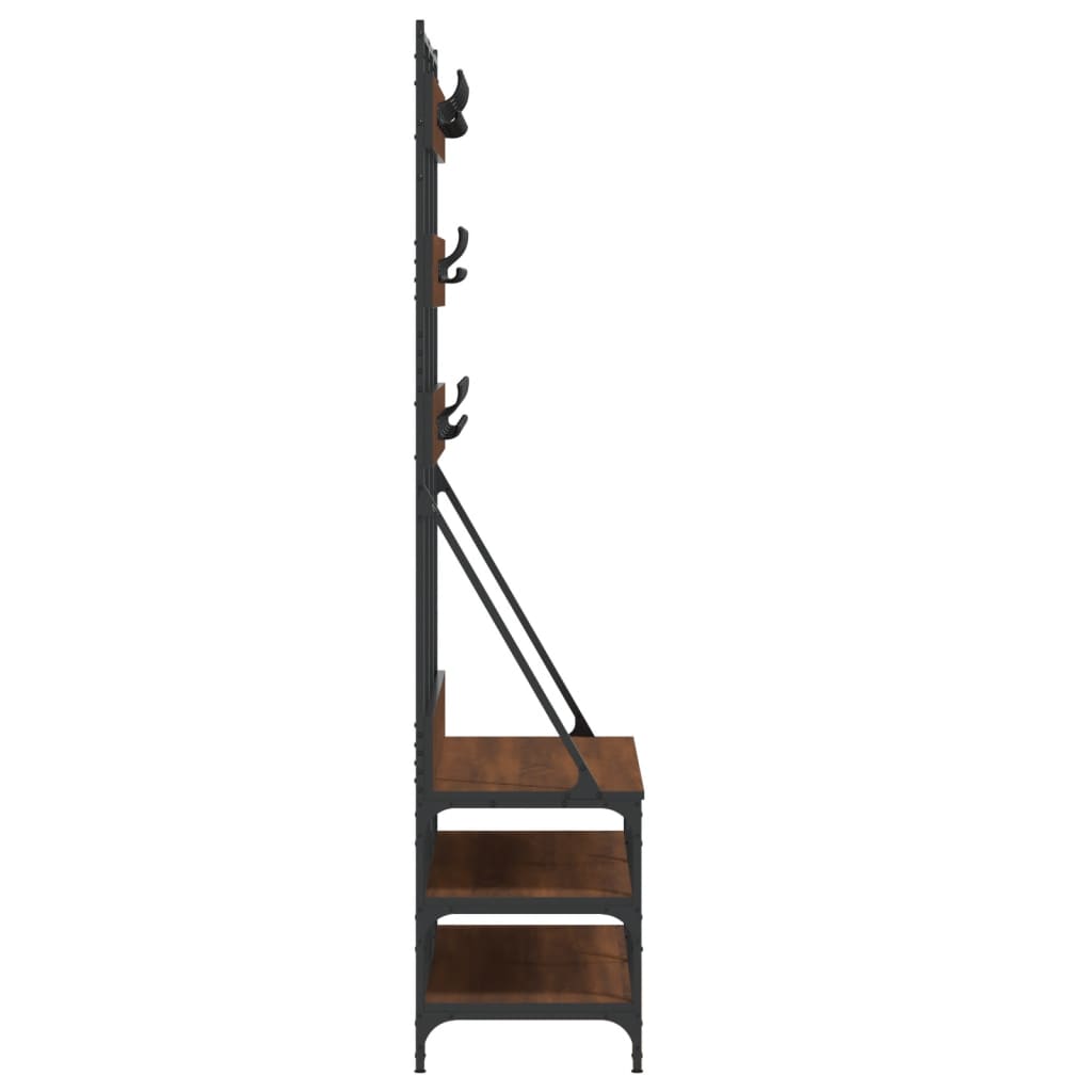 Clothes rack with shoe rack brown oak look 100x40x184 cm
