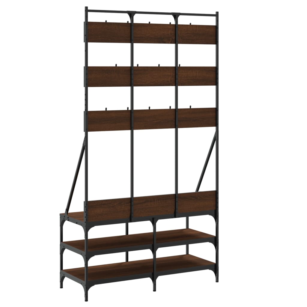 Clothes rack with shoe rack brown oak look 100x40x184 cm