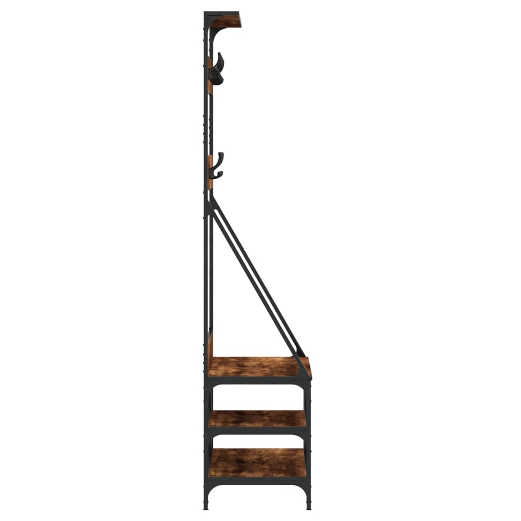 Clothes rack with shoe rack smoked oak 80x40x184 cm