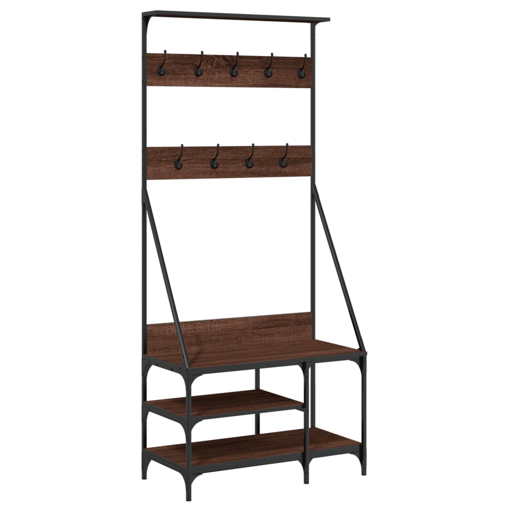 Clothes rack with shoe rack brown oak look 80x40x184 cm