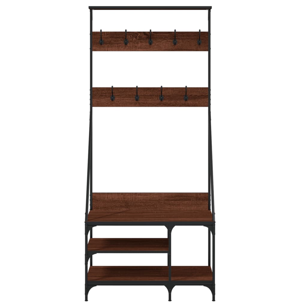 Clothes rack with shoe rack brown oak look 80x40x184 cm