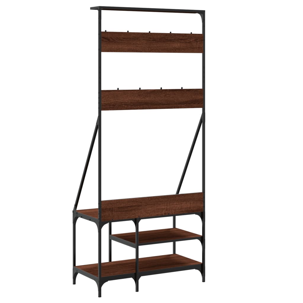Clothes rack with shoe rack brown oak look 80x40x184 cm