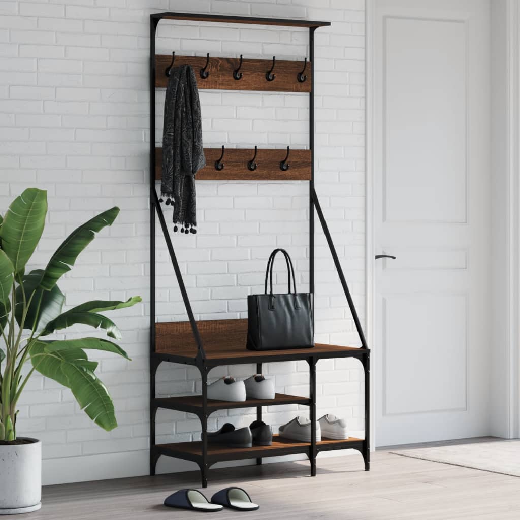 Clothes rack with shoe rack brown oak look 80x40x184 cm