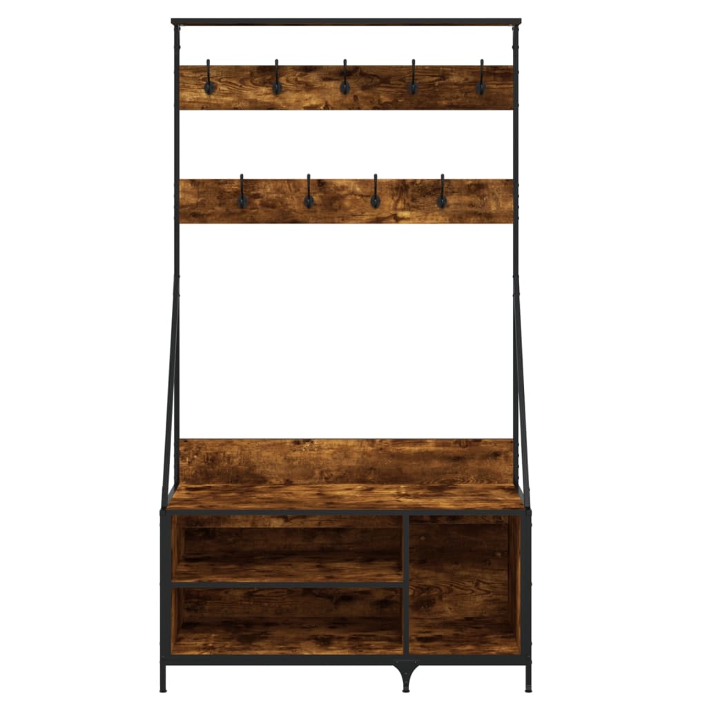 Clothes rack with shoe rack smoked oak 100x41x184 cm