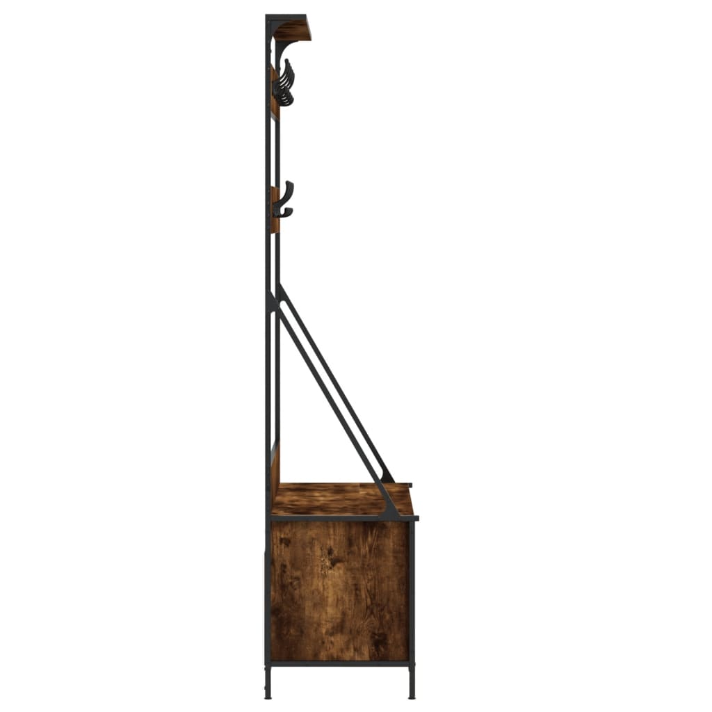 Clothes rack with shoe rack smoked oak 100x41x184 cm
