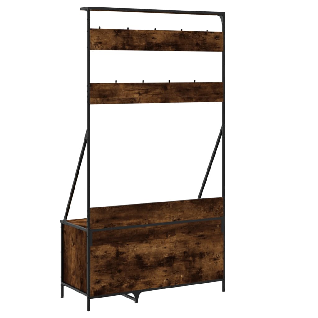 Clothes rack with shoe rack smoked oak 100x41x184 cm