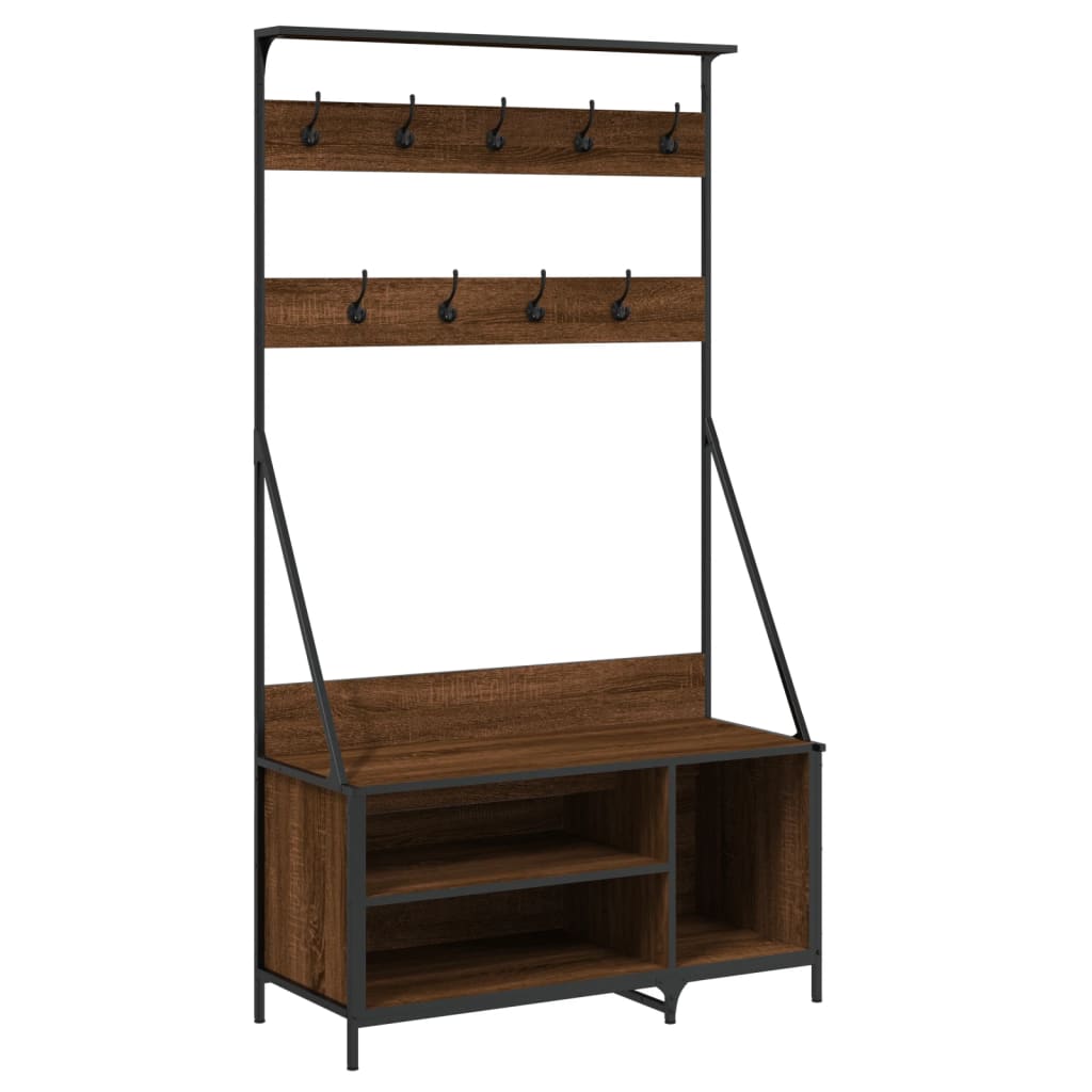 Clothes rack with shoe rack brown oak look 100x41x184 cm