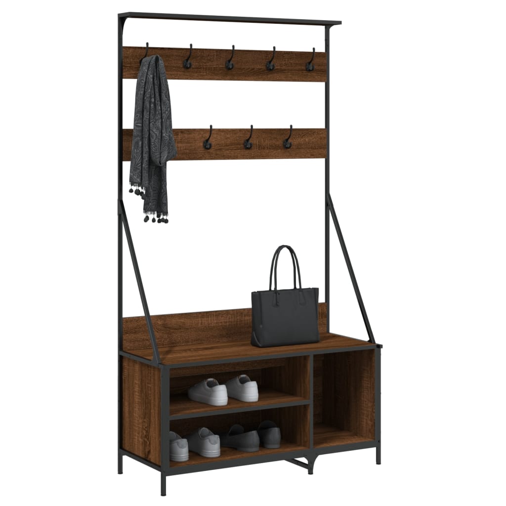 Clothes rack with shoe rack brown oak look 100x41x184 cm