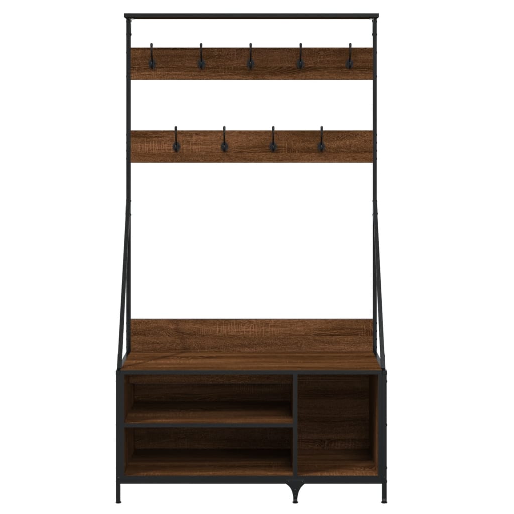 Clothes rack with shoe rack brown oak look 100x41x184 cm
