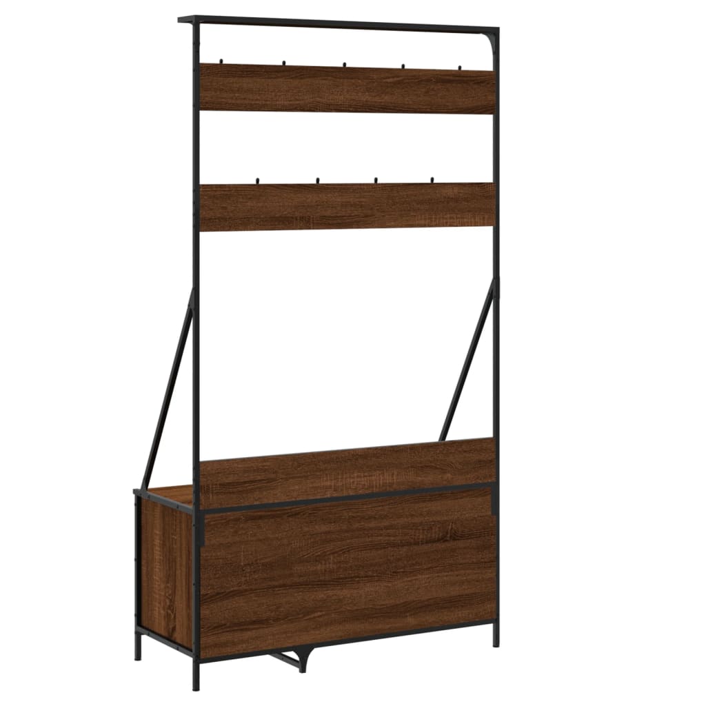 Clothes rack with shoe rack brown oak look 100x41x184 cm