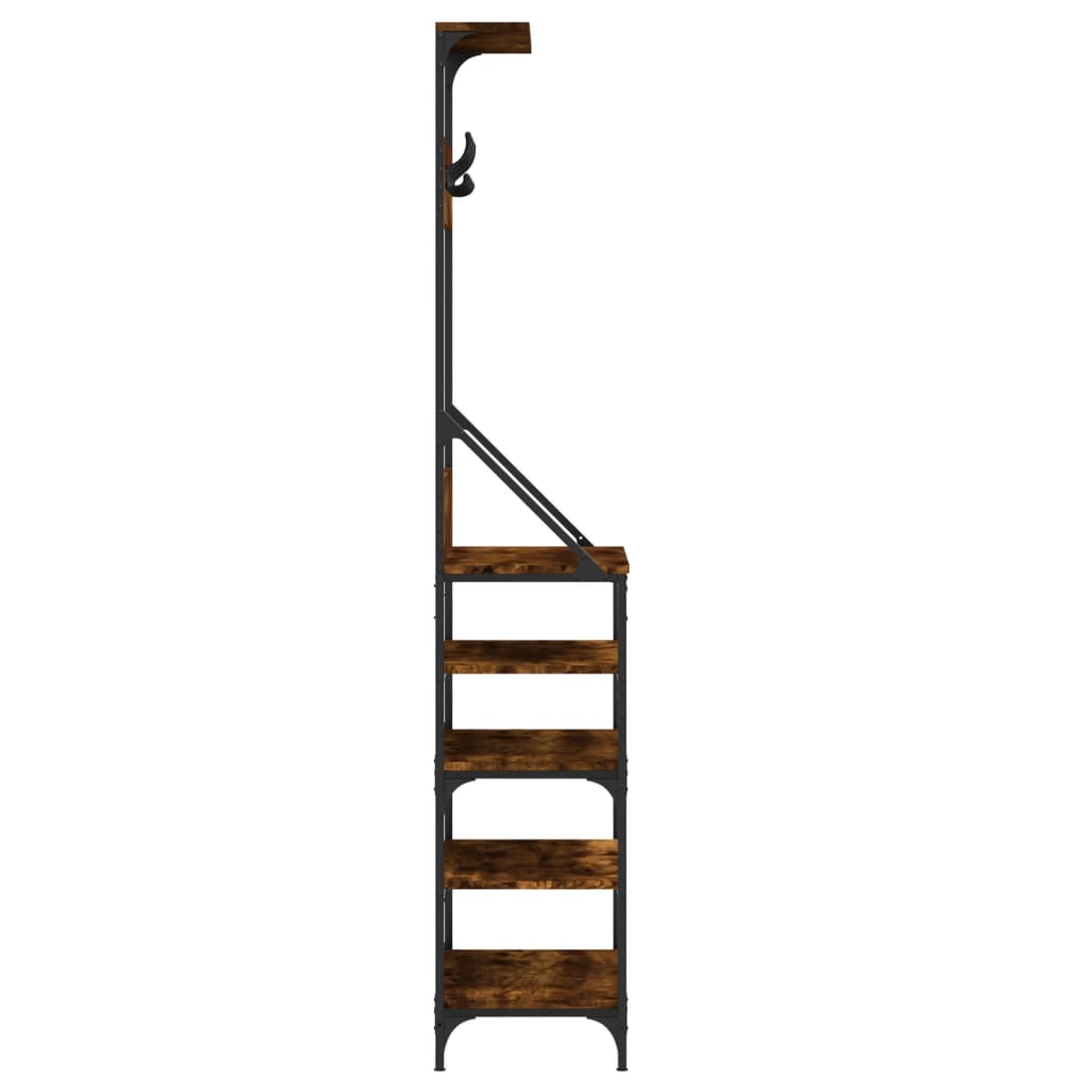 Clothes rack with shoe rack smoked oak 70x34x184 cm