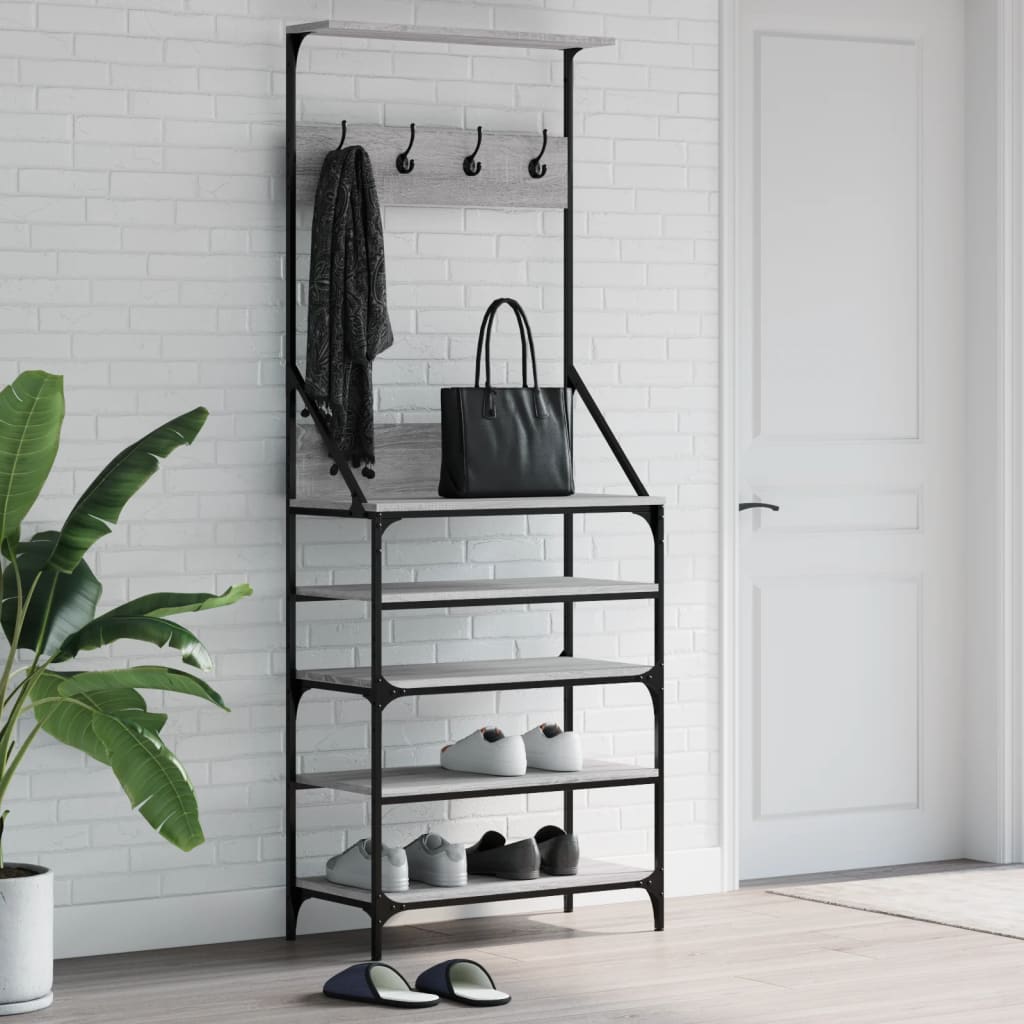 Clothes Rack with Shoe Rack Gray Sonoma 70x34x184 cm